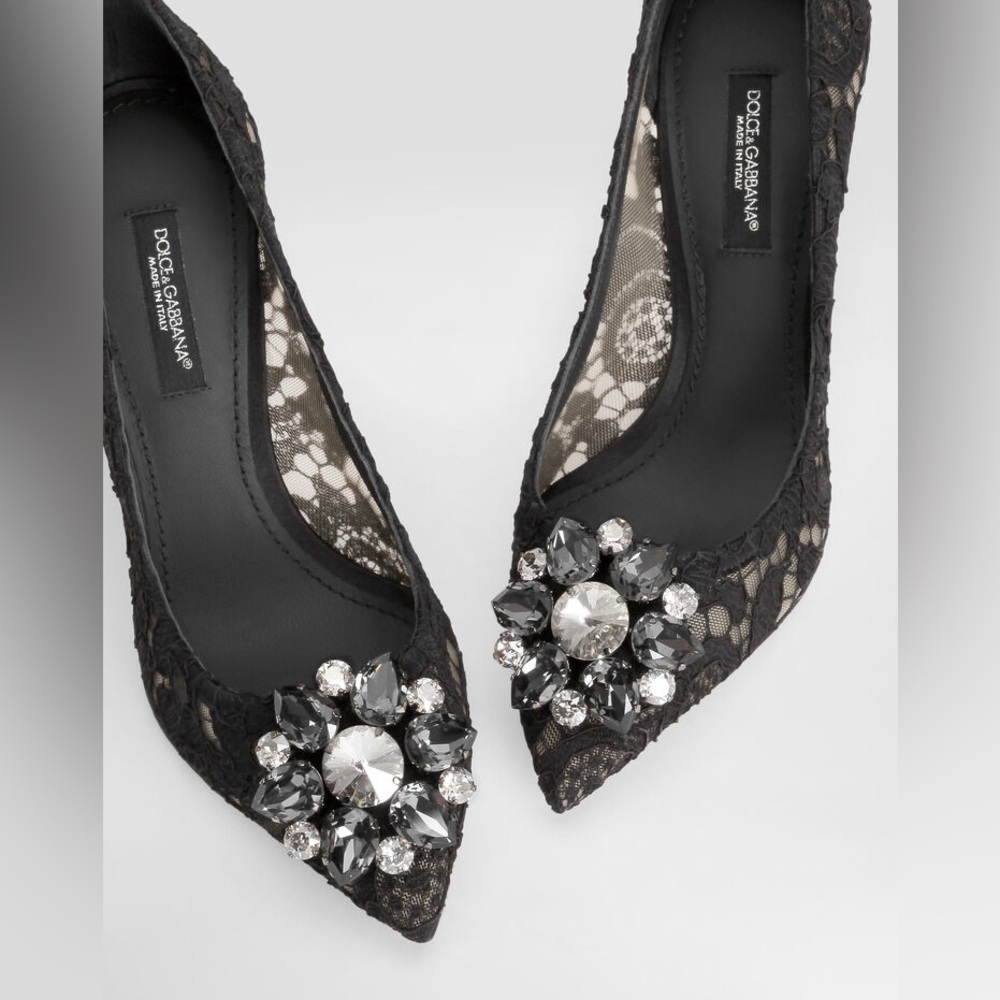 Dolce Gabbana Lace rainbow pumps with brooch detailing Italy EU 36 US 6